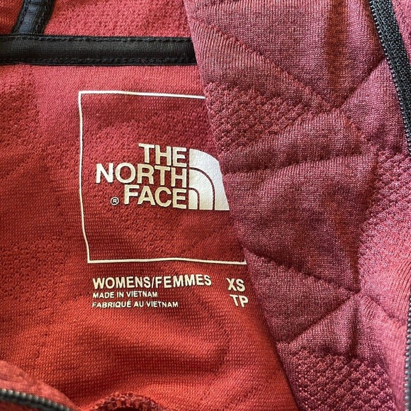 The North Face Brick Red Quilted Fleece Hoodie Jacket Pullover XS EUC - Picture 3 of 16